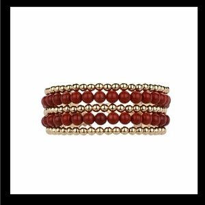 Elegant Red and Gold Beaded Bracelet